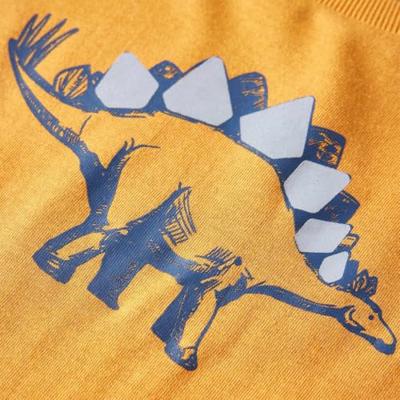 Kindershirt met lange mouwen dinosaurusprint 104 donkerokerkleurig - thumbnail