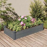 VidaXL Plantenbak verhoogd met voering 120x60x25 cm vurenhout grijs - thumbnail