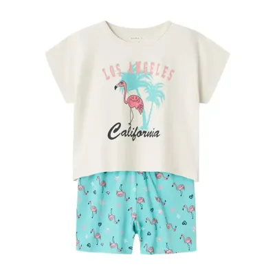 Meisjes shortama - Flamingo - Biologisch katoenen meisjes pyjama - shortama kind