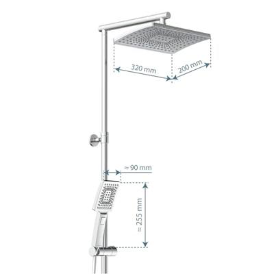 Schutte TRENTO Regendouche set met thermostatische kraan | Chroom - 60140 Schutte TRENTO Regendouche set met thermostatische kraan | Chroom - 60140