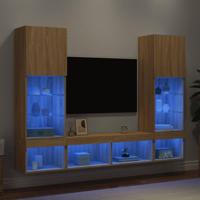 5-delige Tv-wandmeubelset met LED bewerkt hout sonoma eiken - thumbnail