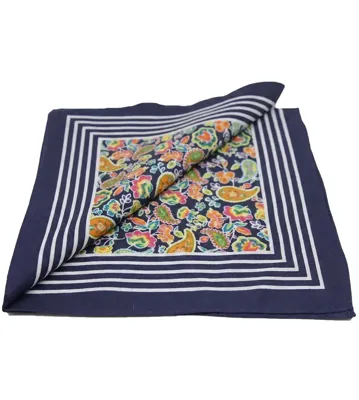 Boeren zakdoek Paisley donkerblauw 55 x 55 cm