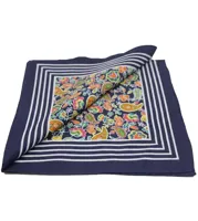 Boeren zakdoek Paisley donkerblauw 55 x 55 cm - thumbnail