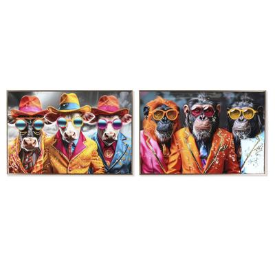 Schilderij Home ESPRIT Koe Modern Coating 90 x 4 x 60 cm (2 Stuks)