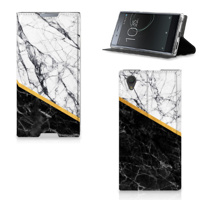 Sony Xperia L1 | Standcase | Marmer Wit Zwart - Origineel Cadeau Man - thumbnail