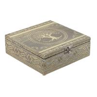 Doos-Juwelenkistje Home ESPRIT Wit Champagne Hout Aluminium 18 x 18 x 6 cm - thumbnail