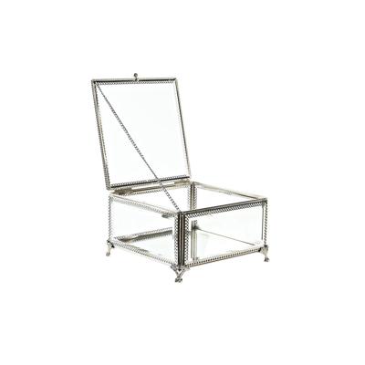 Juwelenkistje DKD Home Decor Kristal Metaal 16 x 16 x 10 cm Zilverkleurig Transparant