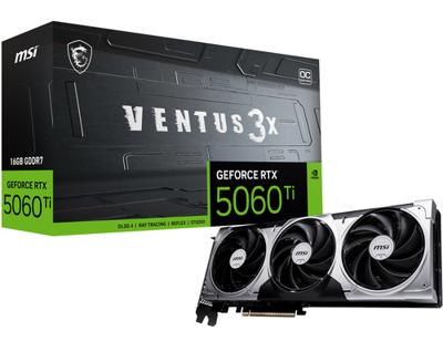 Grafische kaart - MSI - VENTUS GeForce RTX 5060 TI 16G 3X OC NVIDIA 16 GB GDDR7 - thumbnail