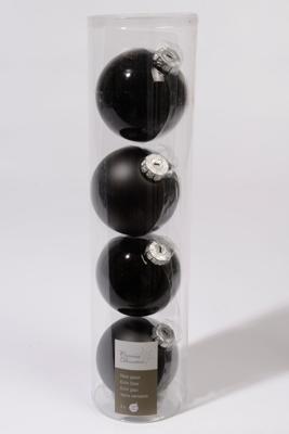 4 kerstballen zwart glans 100 mm KSD - Ksd