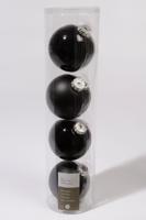 4 kerstballen zwart glans 100 mm KSD - Ksd - thumbnail