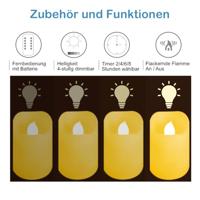 5 x LED waskaarsen flikkerend warm wit met afstandsbediening & timer - thumbnail