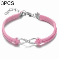 3 STKS vrouwen mode symbool Word 8 bindgaren armbanden (roze) - thumbnail