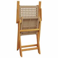 Tuinstoelen 6 st inklapbaar poly rattan en massief hout beige - thumbnail