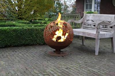 Esschert Design vuurkorf lasergesneden bloemen roestkleurig ff294