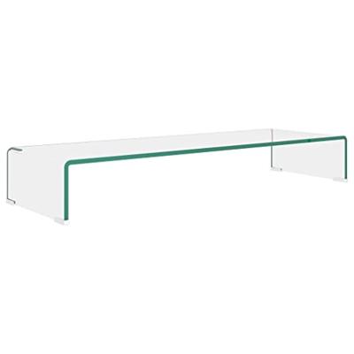 Tv-meubel/monitorverhoger transparant 90x30x13 cm glas