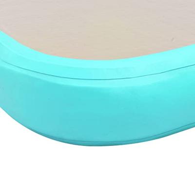 Gymnastiekmat met pomp opblaasbaar 800x100x10 cm PVC groen - thumbnail