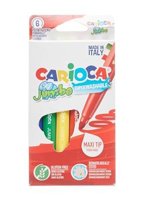 Carioca viltstift Jumbo Superwashable 6 stiften in een kartonnen etui Carioca viltstift Jumbo Superwashable 6 stiften in een kartonnen etui