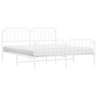 Bedframe met hoofd- en voeteneinde metaal wit 183x213 cm - thumbnail