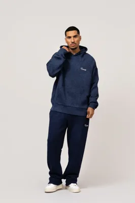 Equalité Fluffy Knit Hoodie Trainingspak Heren Donkerblauw - Maat XS - Kleur: DonkerblauwWit | Soccerfanshop