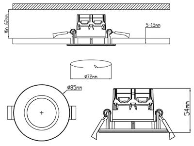 Trio Badkamer inbouwspotZagros met led rond chroom - 650710106