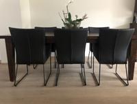 Set van 6 leren eetkamerstoelen - met designpoot - zwart leer - Echt leer, Industrieel, ontdek de vele Leersoorten en Kleuren bij ShopX - thumbnail