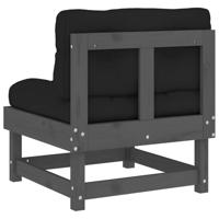 Middenbank met kussens massief grenenhout grijs - thumbnail