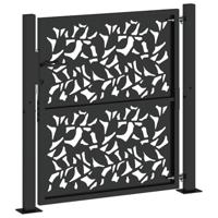 Poort met bladontwerp 100x100 cm staal zwart - thumbnail