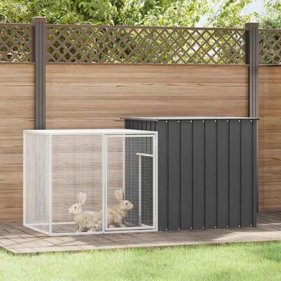VidaXL Konijnenhok 200x91x100 cm gegalvaniseerd staal antracietkleurig VidaXL Konijnenhok 200x91x100 cm gegalvaniseerd staal antracietkleurig