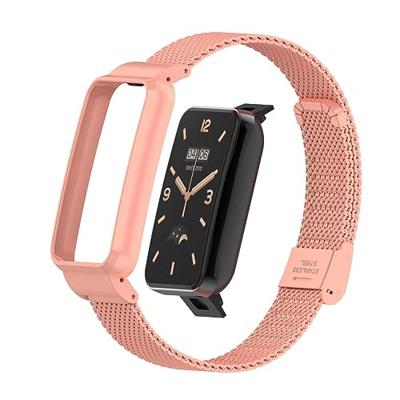 Milanese bandje met case - Roze - Xiaomi Smart band 7 Pro