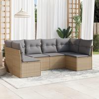 6-delige Loungeset met kussens poly rattan beige - thumbnail