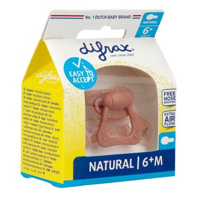 Difrax Fopspeen Natural 6m+ Steenrood-print