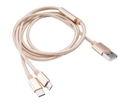 Akasa AK-CBUB42-12GL USB-kabel 1,2 m USB 2.0 USB A USB C/Micro-USB B Goud