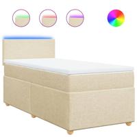 Boxspring met matras stof crèmekleurig 90x200 cm - thumbnail