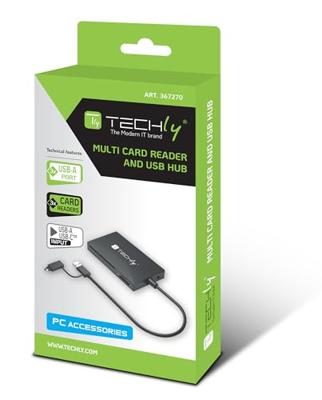 Techly IUSB-CARD-AC582 geheugenkaartlezer USB 3.2 Gen 1 (3.1 Gen 1) Type-A/Type-C Zwart Techly IUSB-CARD-AC582 geheugenkaartlezer USB 3.2 Gen 1 (3.1 Gen 1) Type-A/Type-C Zwart