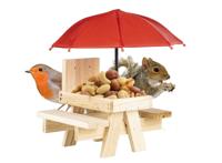 HI eekhoornvoederhuisje met paraplu beige - thumbnail