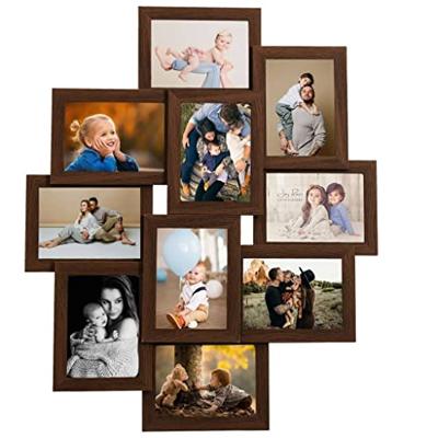 VidaXL Fotolijst voor 10x(13x18 cm) foto mdf donkerbruin VidaXL Fotolijst voor 10x(13x18 cm) foto mdf donkerbruin