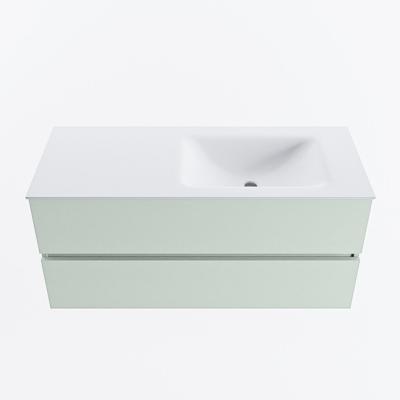 MONDIAZ VICA 110cm badmeubel onderkast Greey 2 lades. Wastafel CLOUD rechts zonder kraangat, kleur Talc.