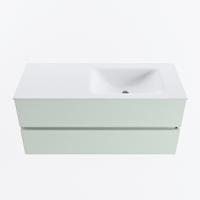 MONDIAZ VICA 110cm badmeubel onderkast Greey 2 lades. Wastafel CLOUD rechts zonder kraangat, kleur Talc. - thumbnail