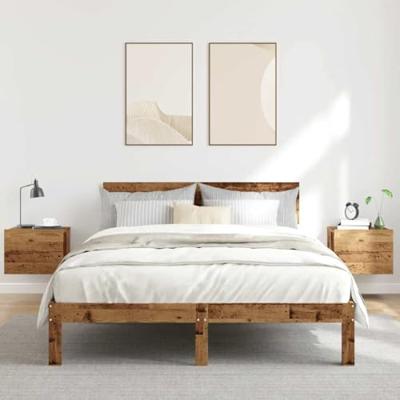 Nachtkastjes 2 st wandgemonteerd 40x32x30 cm oud houtkleurig