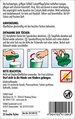 SONAX kunststof onderhoud "cockpitpflegetücher matteffect" plastic wipes silk matt - thumbnail