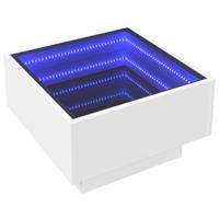 Salontafel met LED 50x50x30 cm bewerkt hout wit - thumbnail
