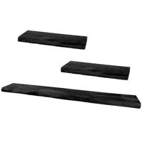 Home67 - Wandplank Pure Zwart Mangohout - Set van 3 Groot - thumbnail