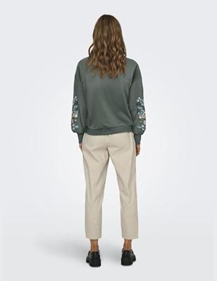 Only Onlbrooke L/s O-neck Flower Swt Noos Sweater Balsam Green