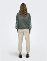 Only Onlbrooke L/s O-neck Flower Swt Noos Sweater Balsam Green - thumbnail