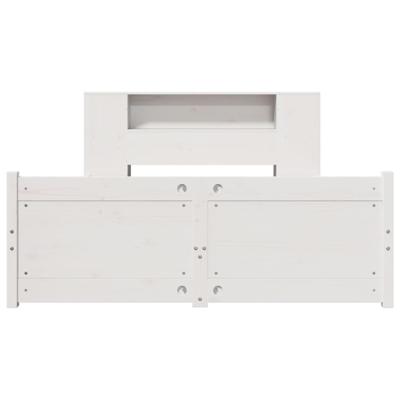 Bed met boekenkast zonder matras grenenhout wit 150x200 cm - thumbnail