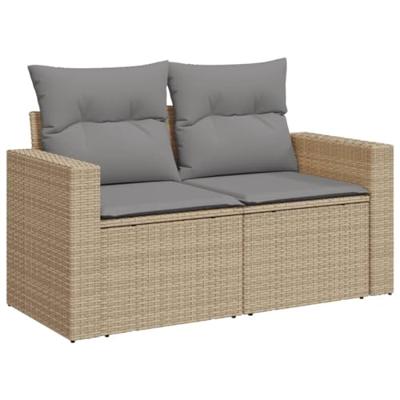 Tuinbank 2-zits met kussens poly rattan beige Tuinbank 2-zits met kussens poly rattan beige
