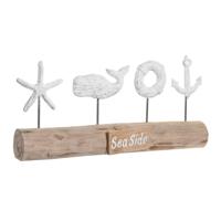 Decoratieve figuren DKD Home Decor Verouderde afwerking Bruin Wit Hars Mangohout Walvis (57 x 10 x 28 cm) - thumbnail