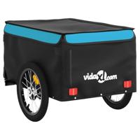 Fietstrailer 45 kg ijzer zwart en blauw - thumbnail
