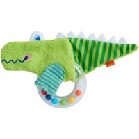 Haba rammelaar Krokodil 18 cm polyester groen 2 delig - thumbnail