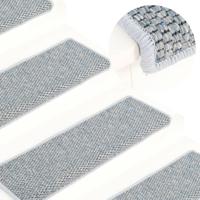 VidaXL Trapmatten zelfklevend 15 st sisal-look 65x21x4 cm blauw - thumbnail